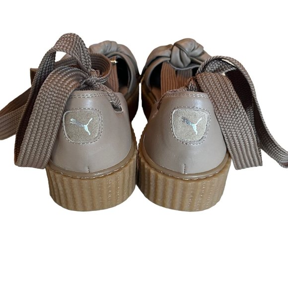 Fenty by Rihanna Puma 365794-03 Bow Creeper Lace Up Flats Leather Tan Size US7.5 - Picture 8 of 8